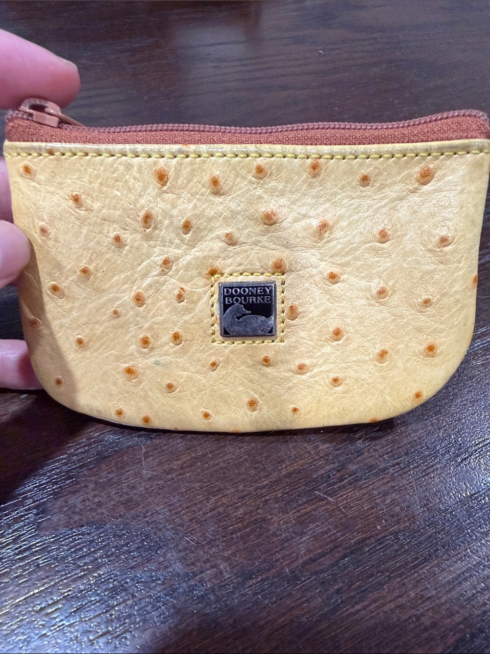 Dooney & Bourke Yellow Ostrich-Textured Coin Pouch